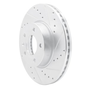 Cadillac ATS Brake Rotor (1) - Front Right - R1 Concepts - Drilled & Slotted - Silver - `13-`25